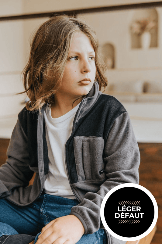 VESTE POLAR PAOLO (ENFANT) - CHARCOAL & NOIR - "LÉGER DÉFAUT" - WILL&YOU