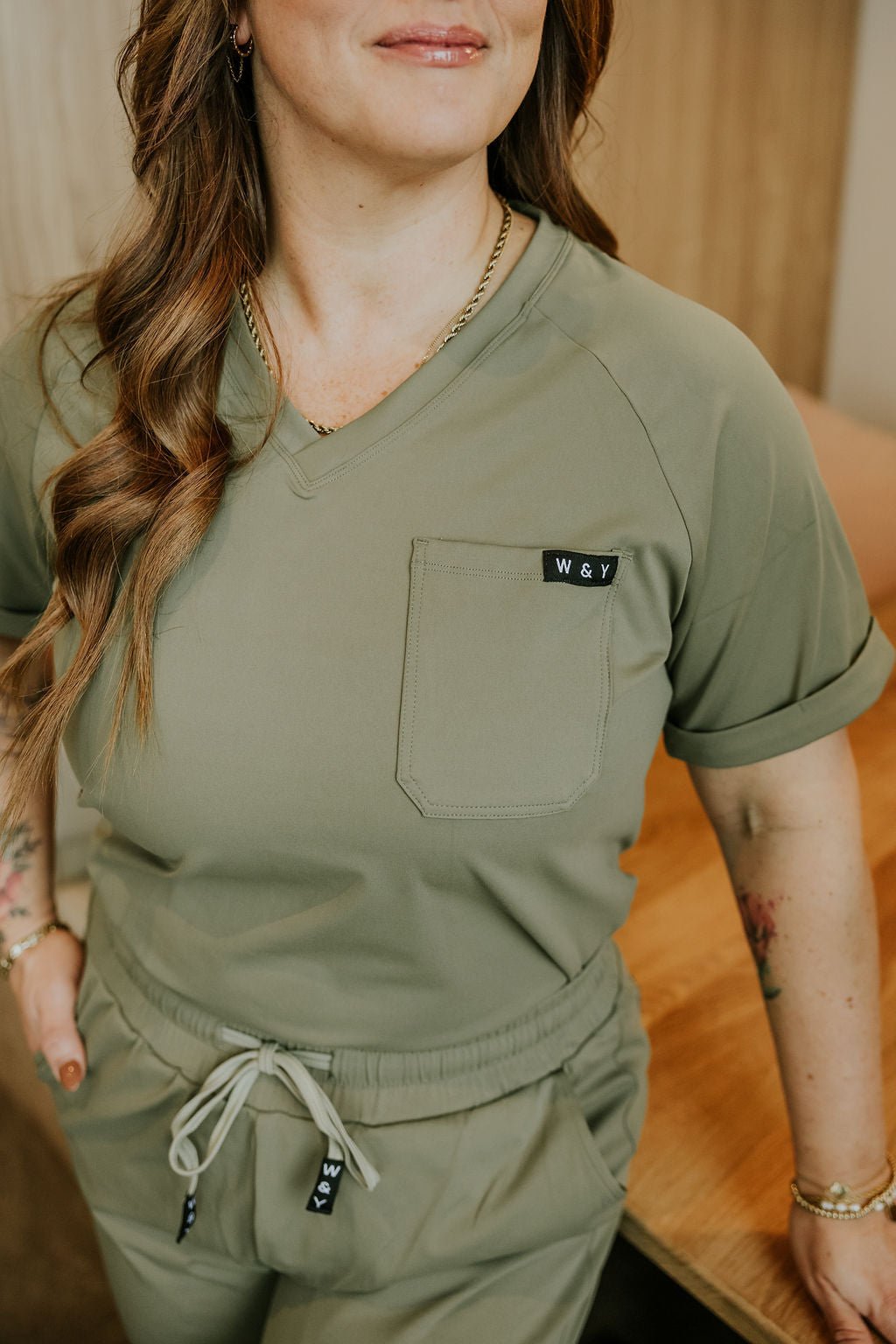 HAUT D'UNIFORME SHEPHERD SANS POCHE (COL EN V) - KAKI - WILL&YOU