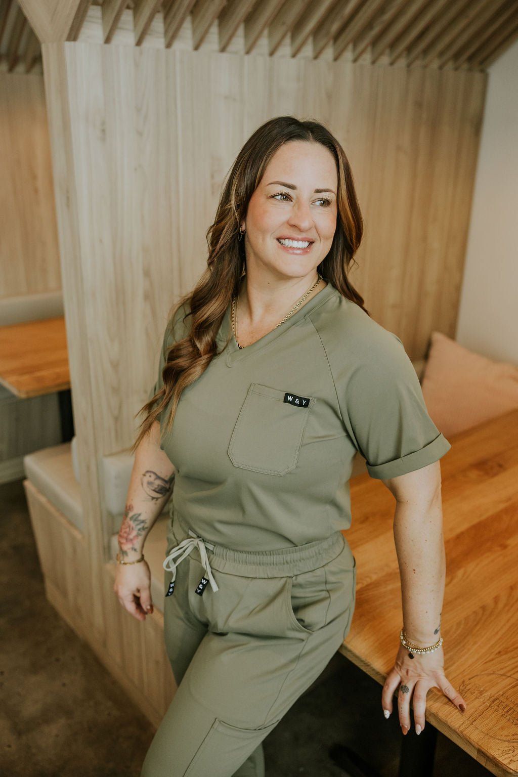 HAUT D'UNIFORME SHEPHERD SANS POCHE (COL EN V) - KAKI - WILL&YOU