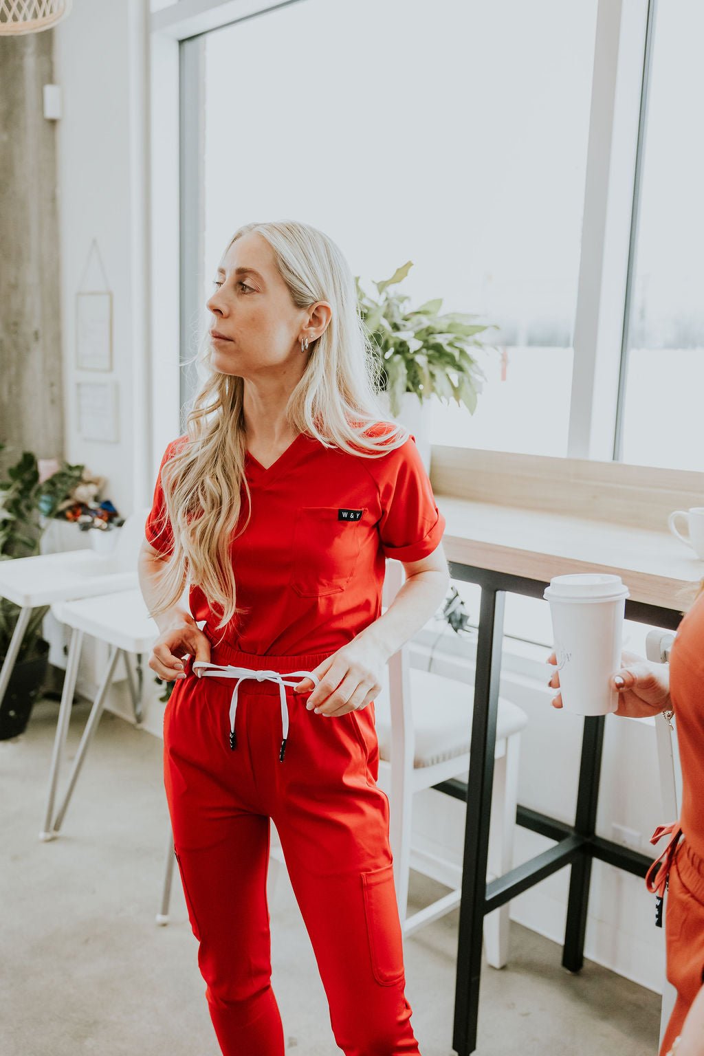 HAUT D'UNIFORME SHEPHERD SANS POCHE (COL EN V) - ROUGE - WILL&YOU