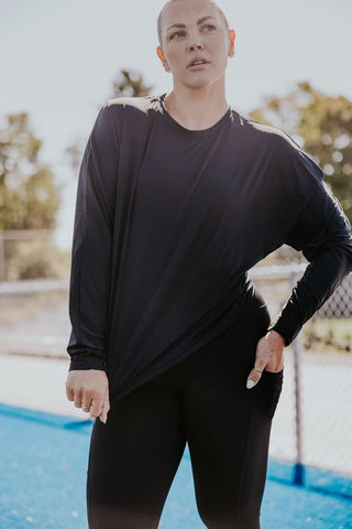 LONGSLEEVE SPORT NELLY - MESH NOIR - WILL&YOU