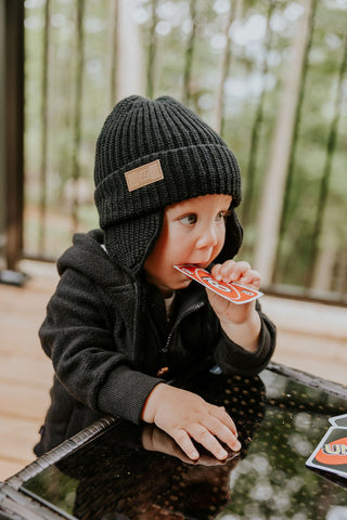 TUQUE LAINAGE (ENFANT AVEC OREILLES) - NOIR - WILL&YOU