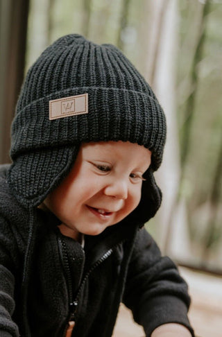 TUQUE LAINAGE (ENFANT AVEC OREILLES) - NOIR - WILL&YOU